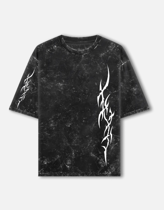 Shadow Flame Acid Wash Oversized T-Shirt