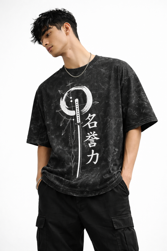 Zen Blade Acid Wash Oversized T-shirt