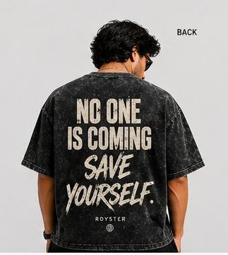 No One Is Coming Acid Wash Oversized Tee
