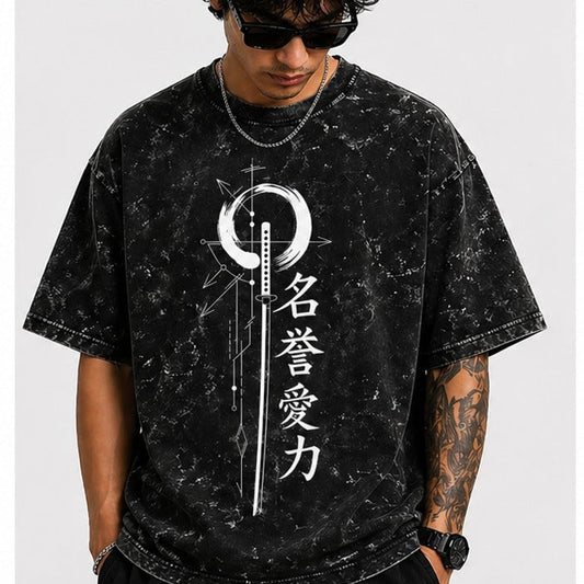 Zen Blade Acid Wash Oversized T-shirt